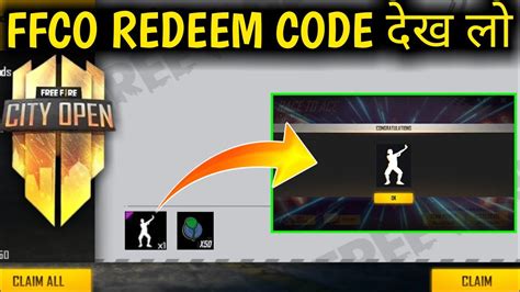 free fire city open redeem code